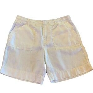 Liz Claiborne Ivory Linen Shorts Sz 8 Classic Breathable Lightweight Four Pocket